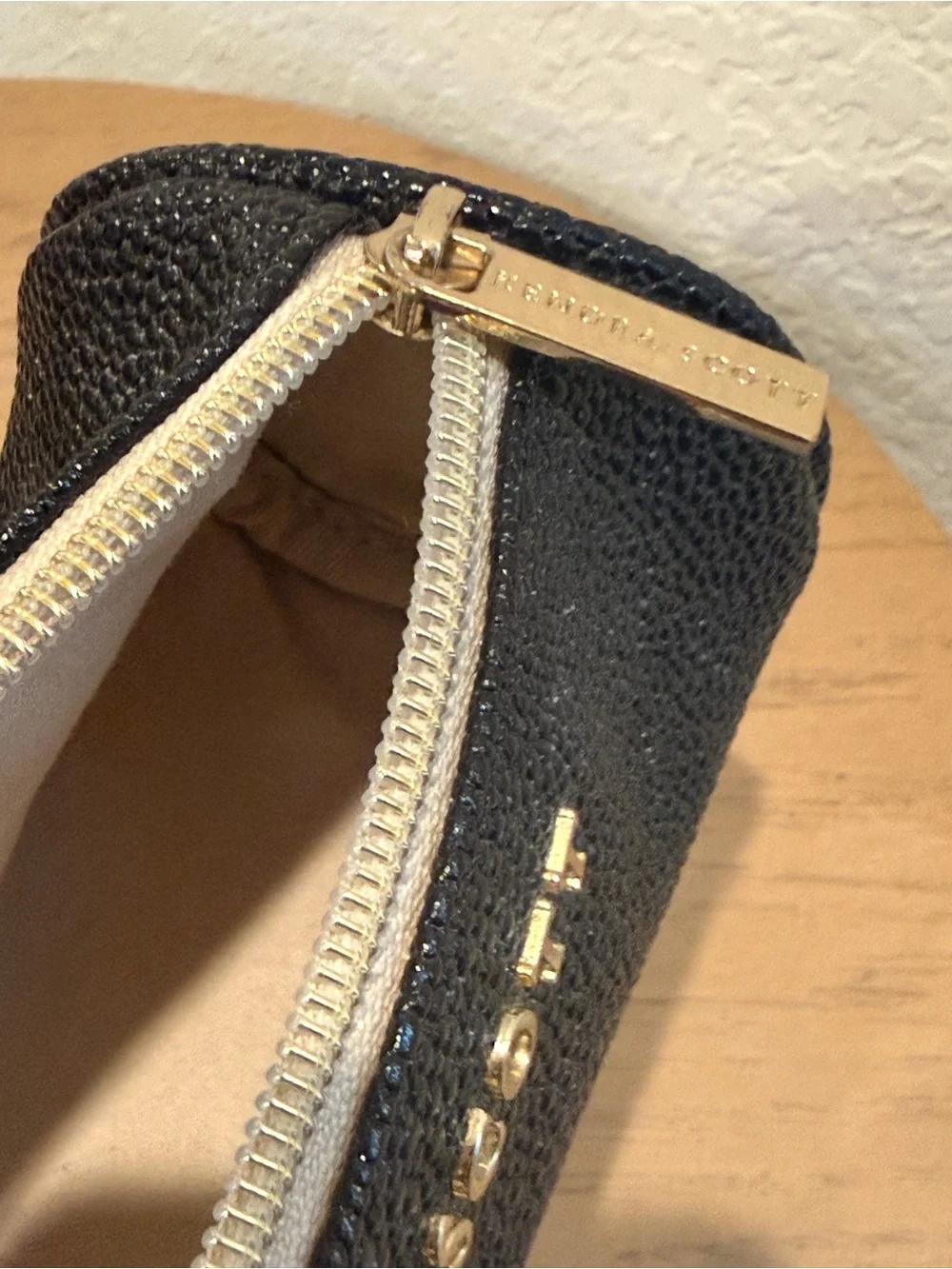Kendra Scott Black Cosmetic Zip Pouch with Gold Hardware